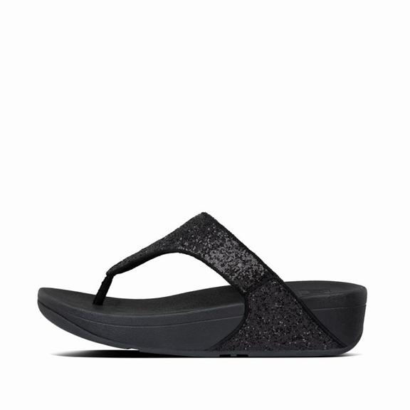 FitFlop Women's LULU Glitter Toe Post Sandals - Black/White (TUOBX-8703)